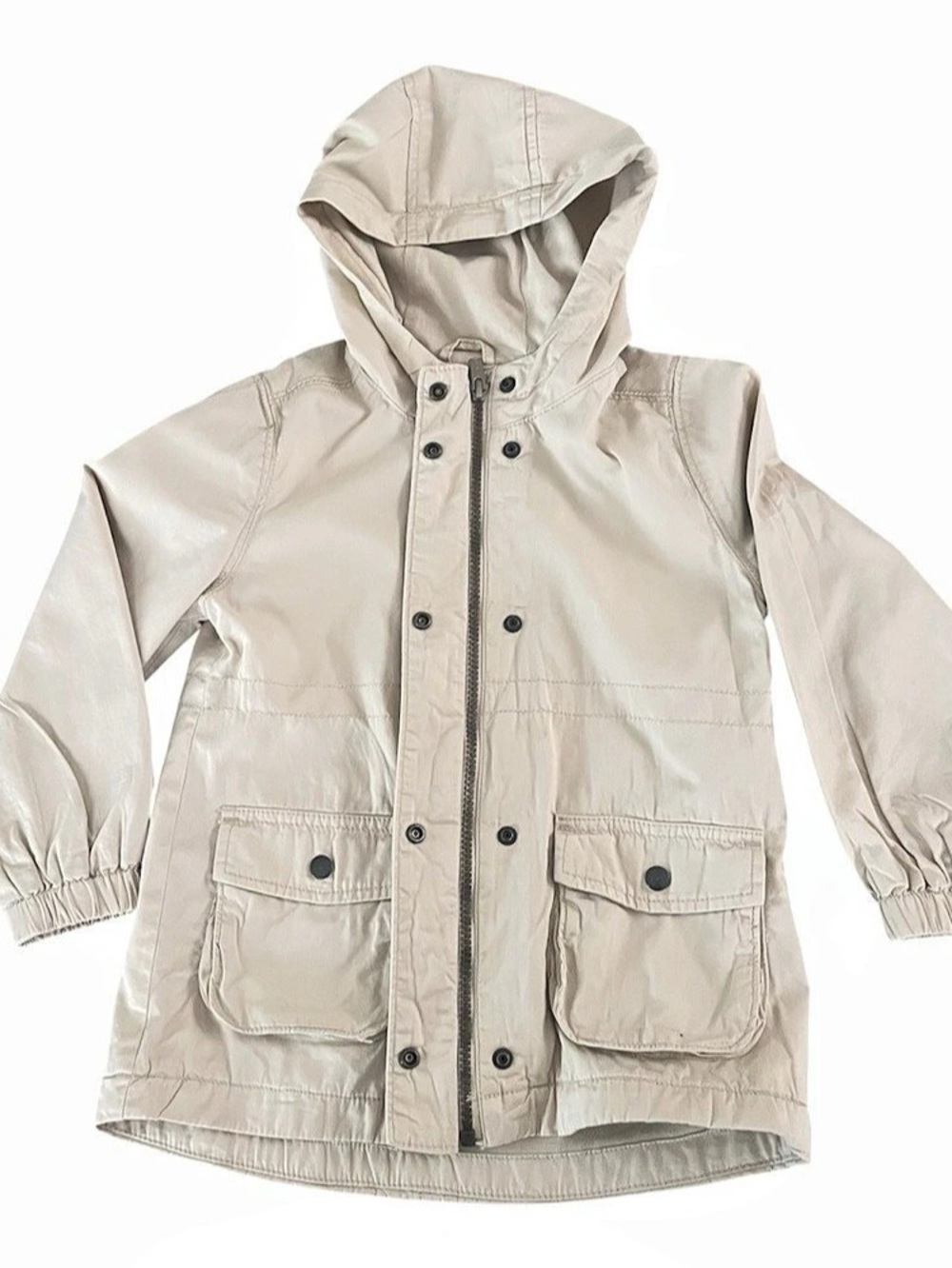 Old Navy Girls 5T Hooded Utility Parka Jacket Beige Cream
